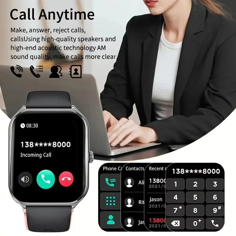 2026 New Ultra Thin AMOLED Smart Watch Men 386*448HD Screen Fashion Women Sports Bracelet BT Calling Waterproof Smartwatch gift