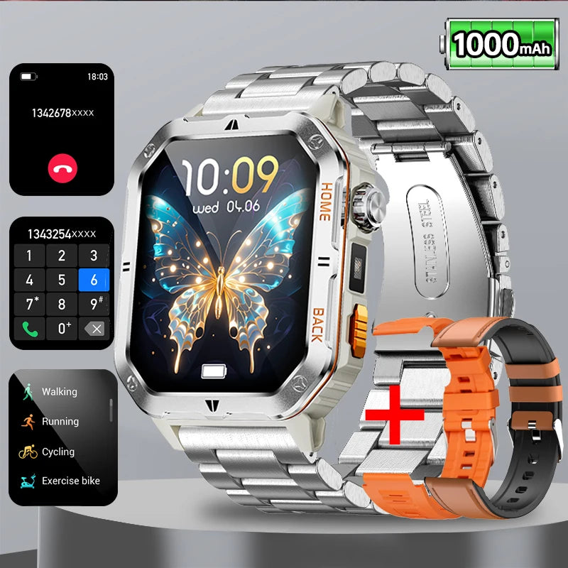2025 New Smart Watch Men 1000mAh Ultra Large Battery 3ATM Professional Waterproof 2.01" HD Display Outdoor GPS Sports Smartwatch