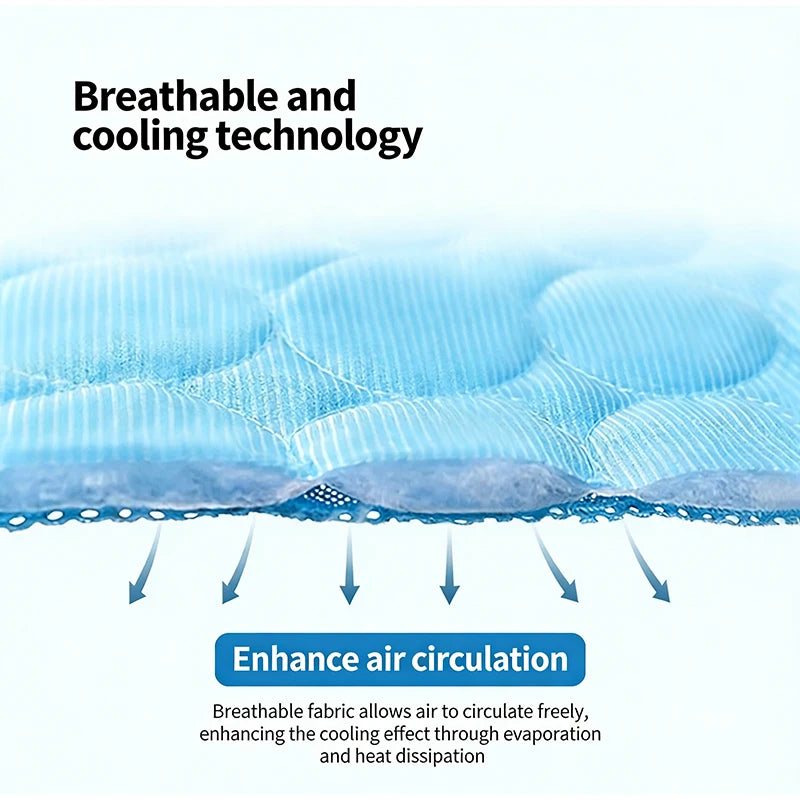Summer Ice Silk Pet Cooling Mat Dog Cats Non Slip Heat Relief Bed Cat Mat Breathable Ice Silk Cool Dog Mat Washable Pet Supplies