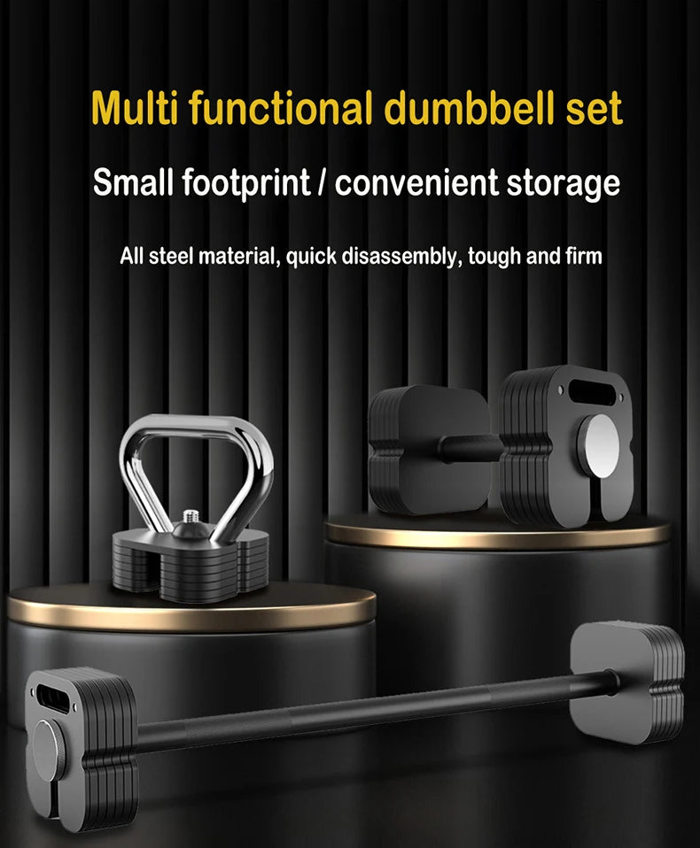 2025 Professional pure steel adjustable dumbbell 4kg-102kg fast adjustable dumbbell 2kg incremental square plug-in dumbbell