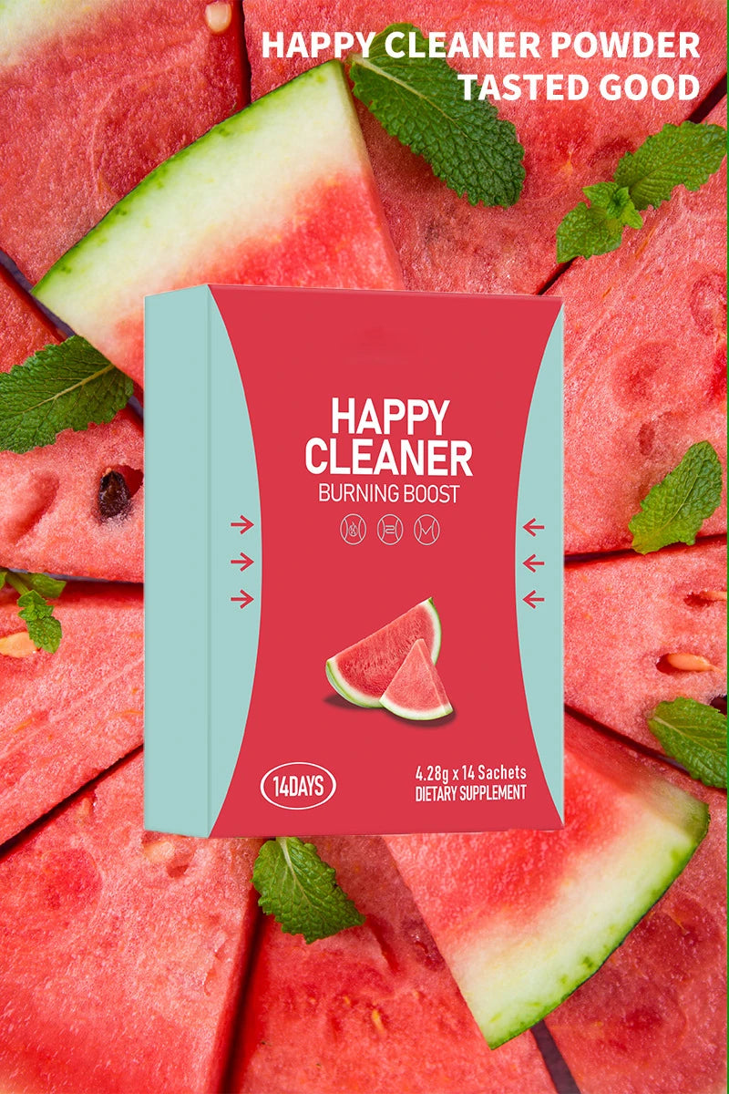 Happy Cleaner Powder – Sugar-Free Watermelon Drink Mix, Antioxidant & Digestion Support, Vegan, Non-GMO, Gluten-Free, 14 Packs