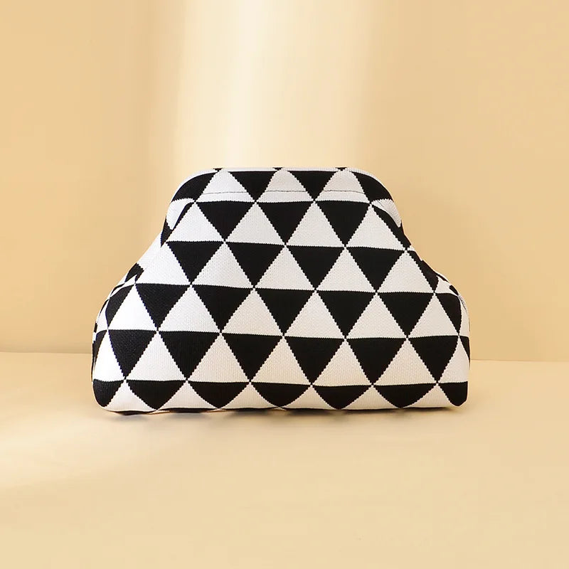 Striped Beach Bag Cloud Knitted Fashion Commuter All-Match Makeup Bag Weave Cross-Border Style Polyester Pillow-Shaped Bag