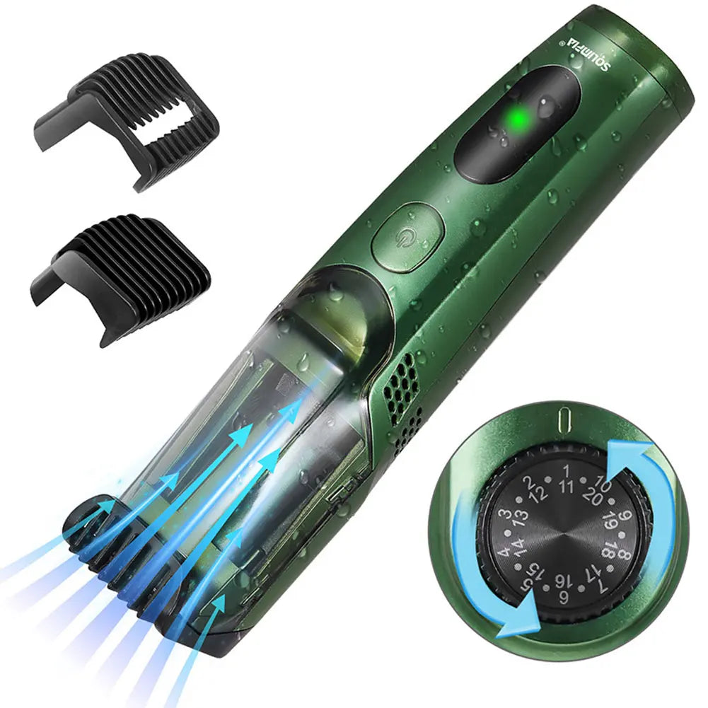 Hatteker Cordless Beard Trimmer Men Rechargeable Electric Shaver Built-in Vacuum Clipper for Mustache Sideburns IPX6 Washable