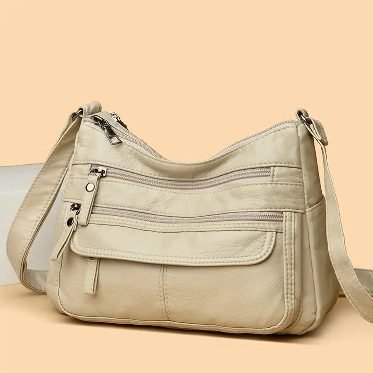 Large Capacity Soft Leather Shoulder Bag Casual Crossbody Bag for Middle-Aged Women 2025 New Style Versatile Mom Bag
