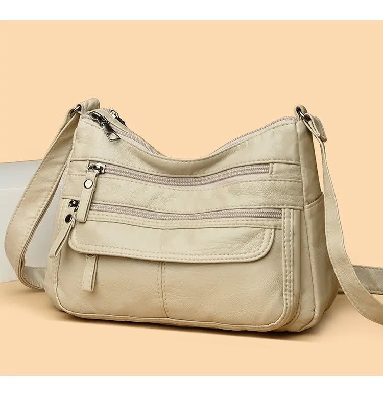 Large Capacity Soft Leather Shoulder Bag Casual Crossbody Bag for Middle-Aged Women 2025 New Style Versatile Mom Bag