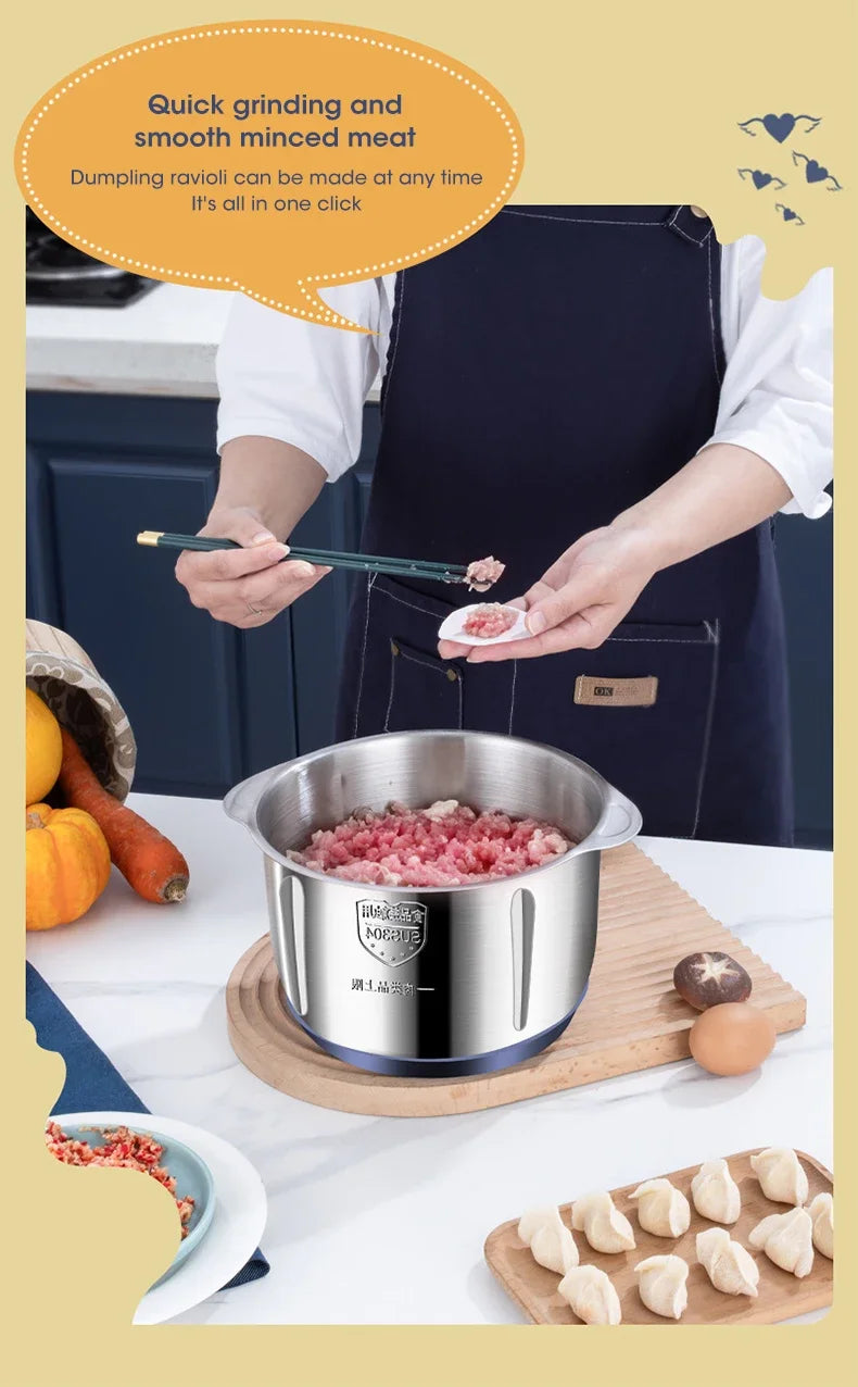 5L Food Processors Stainless Steel Multifunctional Electric Meat Grinder Kitchen Blenders  for Kitchen Meat Vegetables Blenders