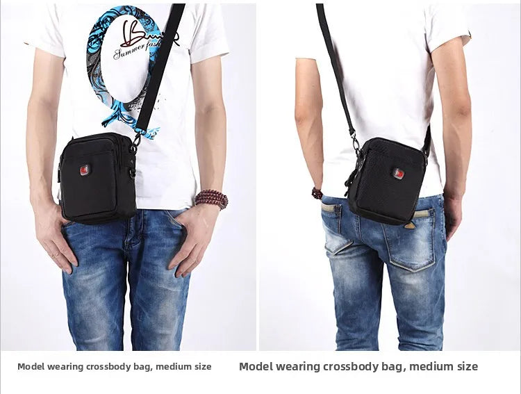 Large Capacity Oxford Cloth Military Knife Crossbody Bag for Men Commuting Work Bag Outdoor Waist Bag Bucket Shape Zipper Clo...