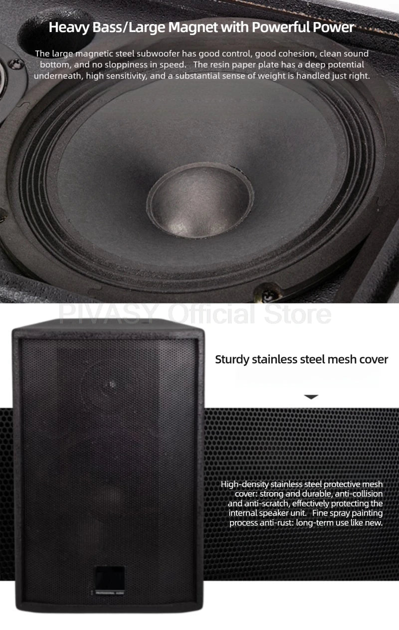 2-Way  Passive Speakers 6.5 /8/10 Inch Wall MountSound Box 95dB Sensitivity Audio 8 Ohm Loudspeaker For KTV Conference Home Mall