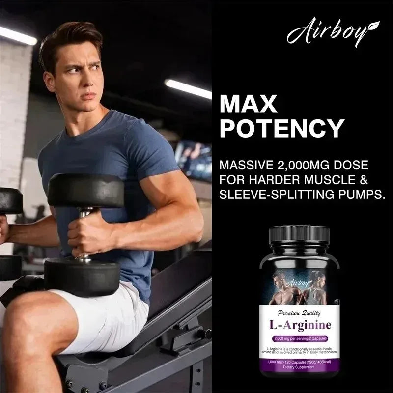 Men's L Arginine Capsules Supplement Endurance Performance for Workouts Muscle Growth Mercury for Adult