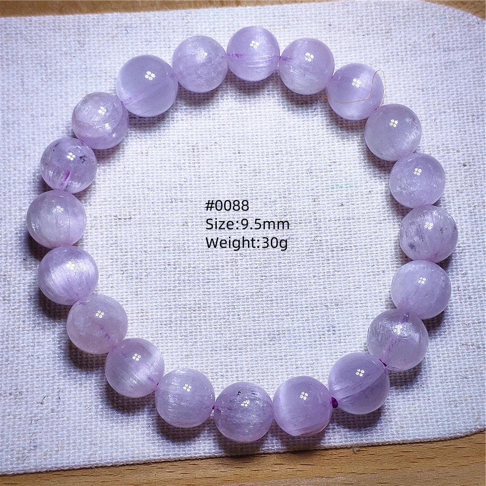 Natural Purple Kunzite Clear Round Beads Bracelet Jewelry Women Men Colorful Kunzite Bracelet Cat Eye Women Men AAAAAA
