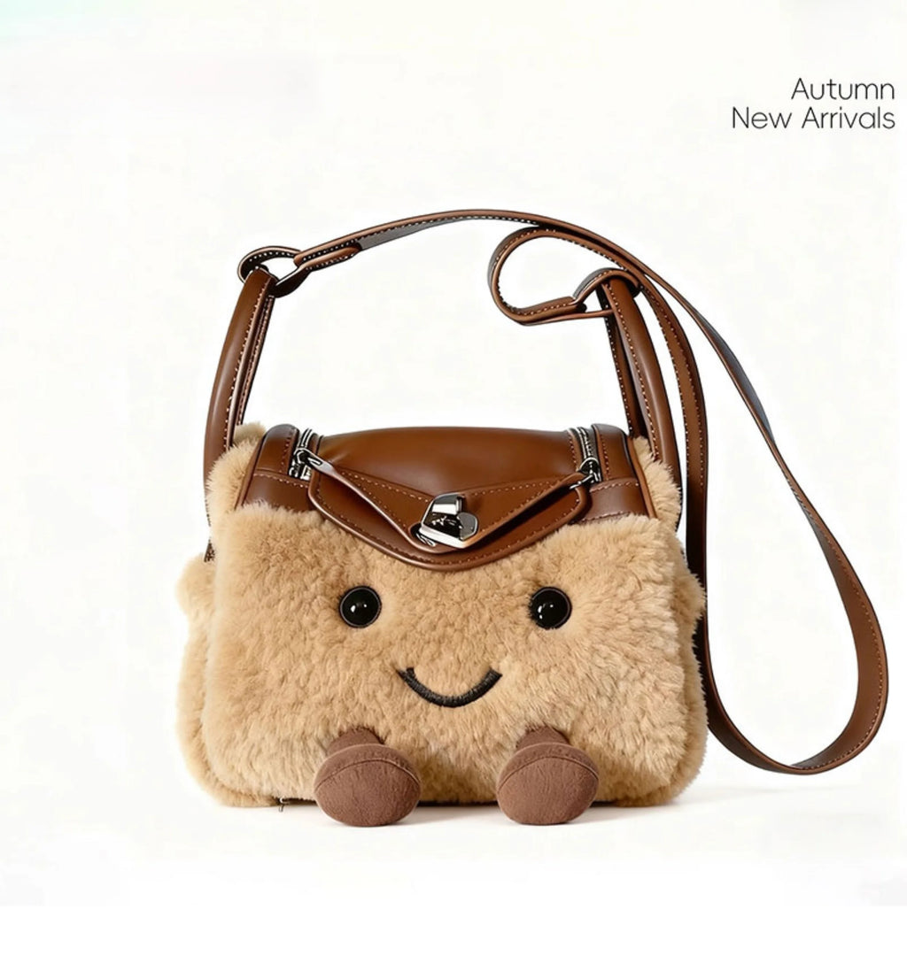 Cute Plush Pillow Crossbody Bag Women's Fashionable Versatile Doll Design Autumn Winter New Style Handbag Youthful Lock Buckle