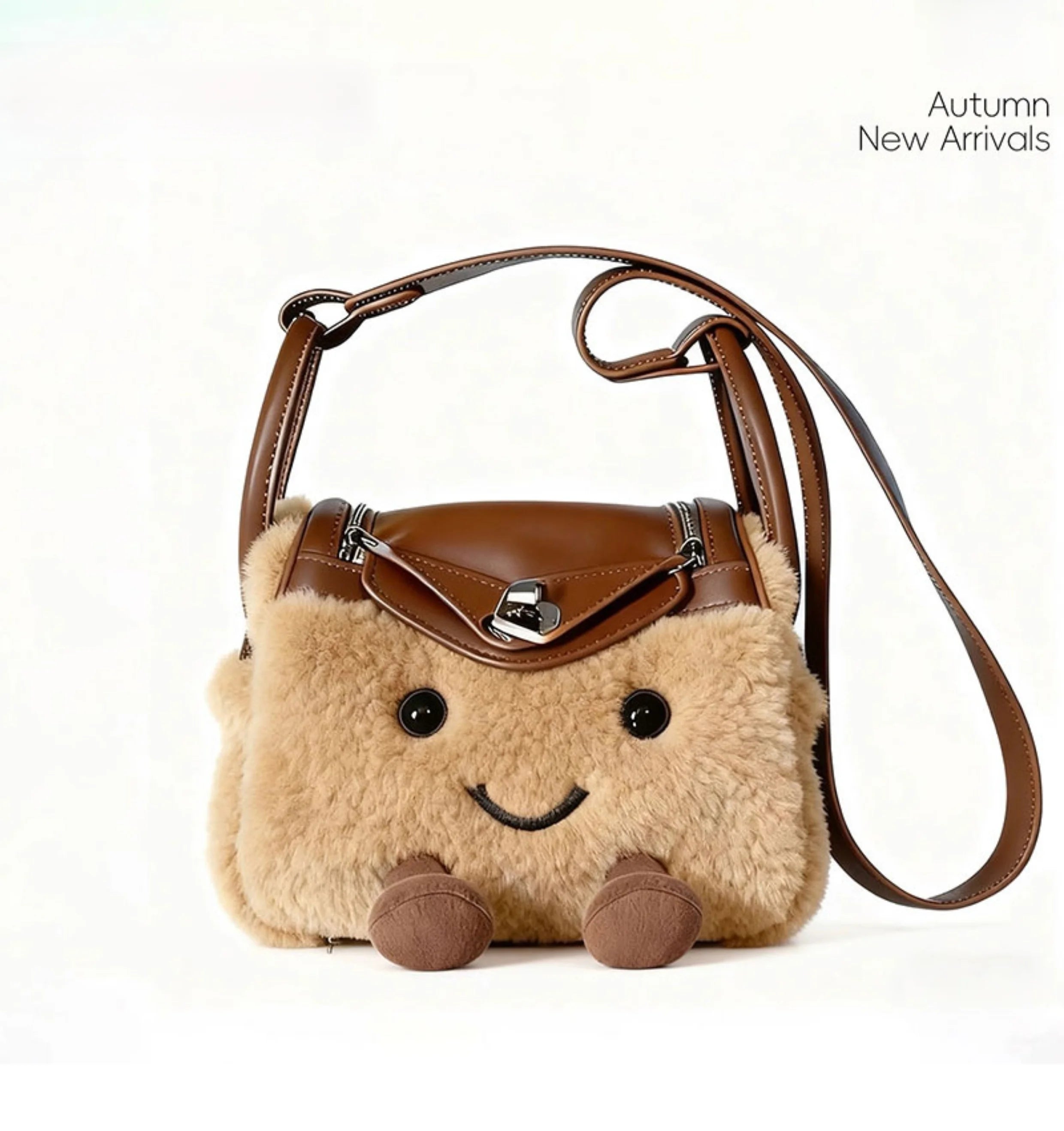 Cute Plush Pillow Crossbody Bag Women's Fashionable Versatile Doll Design Autumn Winter New Style Handbag Youthful Lock Buckle