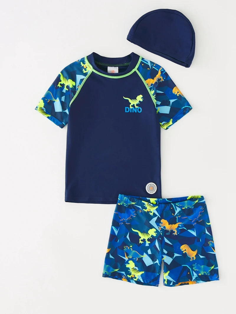 Children's Swimsuit Orange Long Sleeve Rash Guard Kids UPF50 UV Protection Boy's Beach Clothes Shark Swimming Bathing Suit Kids