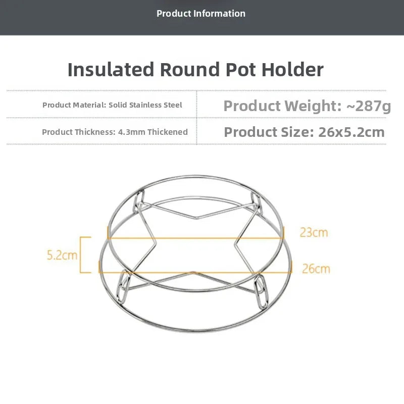 Thickened Stainless Steel round Tube Wok Stand Double Layer Pot Pad with Plate Connected Pot Stand Heat Insulation Anti-Scald...