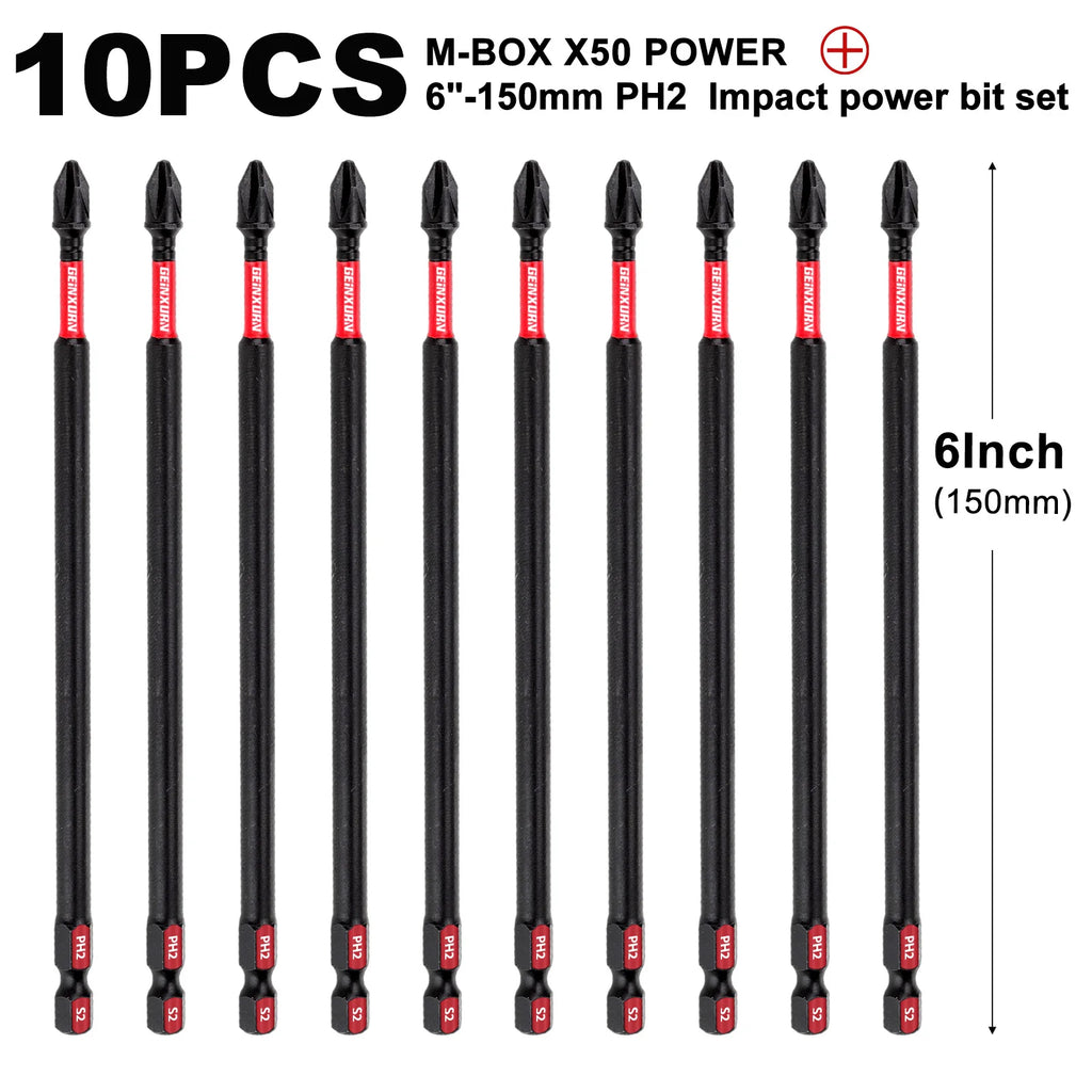 Geinxurn Impact Tough #2 Phillips Insert Driver Bits,Magnetic S2 Steel PH2 Screwdriver Bits Set with Storage M-Box