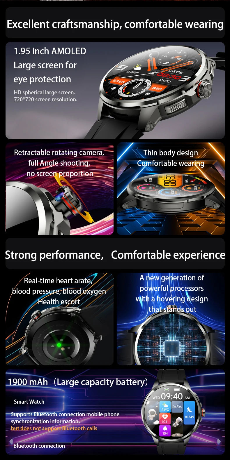 Goldenspike 32GB+256GB Smartwatch 4G/5G LTE 900W Rotary HD Camera GPS WIFI HiSportPro App Bluetooth Smart Watch For IOS Android