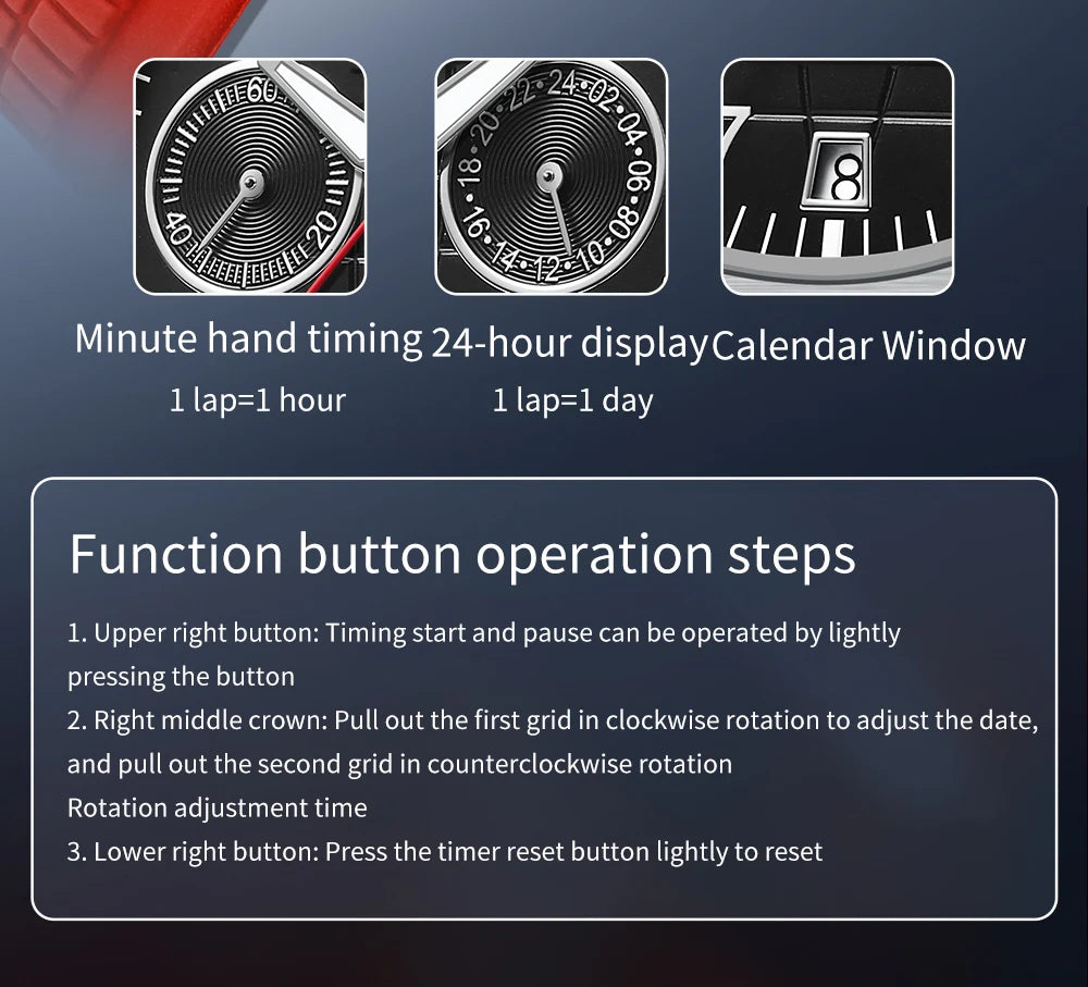 OFNS 8020 Fashion Men's Quartz Watch Double Hole Five Needle Waterproof Luminous Calendar Business Men's Quartz Watch