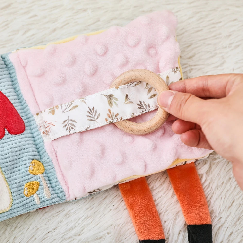 Baby Toys Cloth Book Early Educational Baby Toys Sensory Book Baby Soft Books Toys Fluffy Cartoon Elephant Books With Mirror