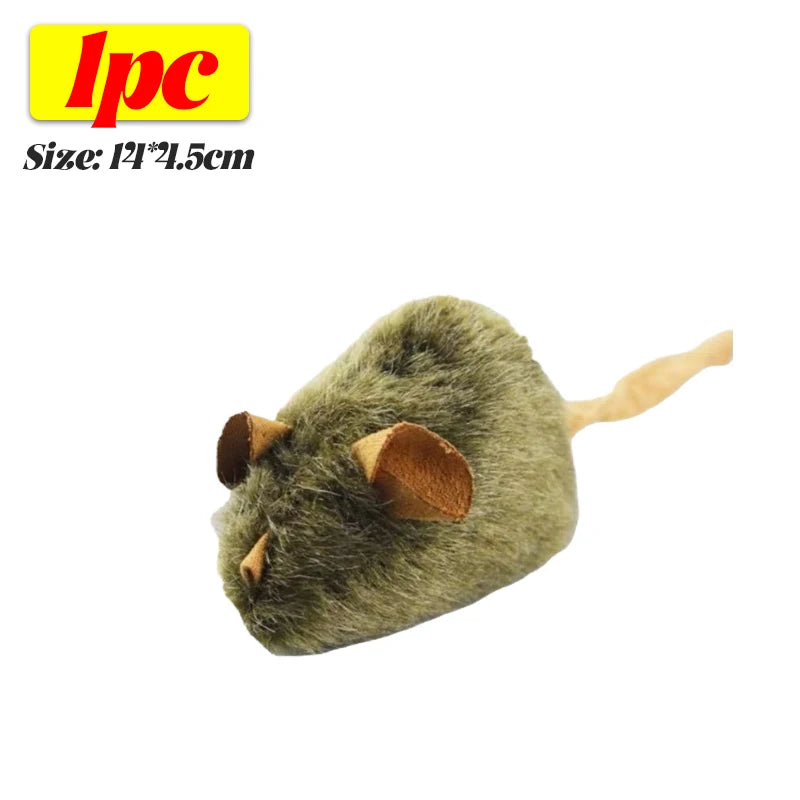 10/1PCS Interactive Mouse Plush Cat Chew Toy Squeaky Imitation Mice Bite-resistant Kitten Toy Interactive Plush Cat Toy Supplies