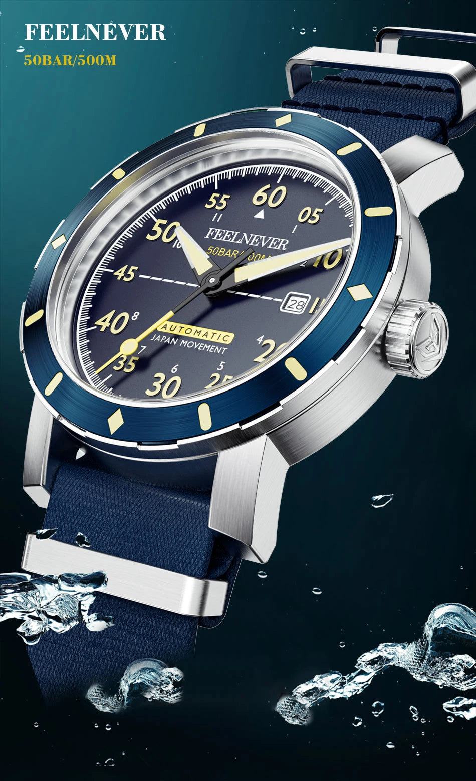 2024 New Men Watch Automatic Mechanical Wristwatch Sapphire Diver Watch 500M Waterproof Diving Sports Watches Men Reloj Hombre