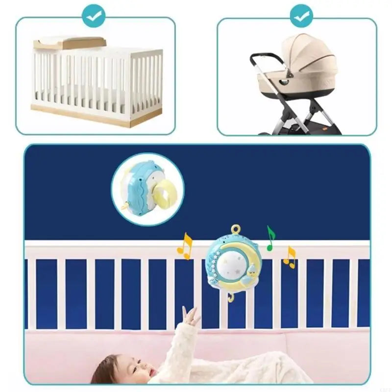 Hanging Rotating Rattles Music Box Musical Crib Mobile for Boy Girl 0-24 Month