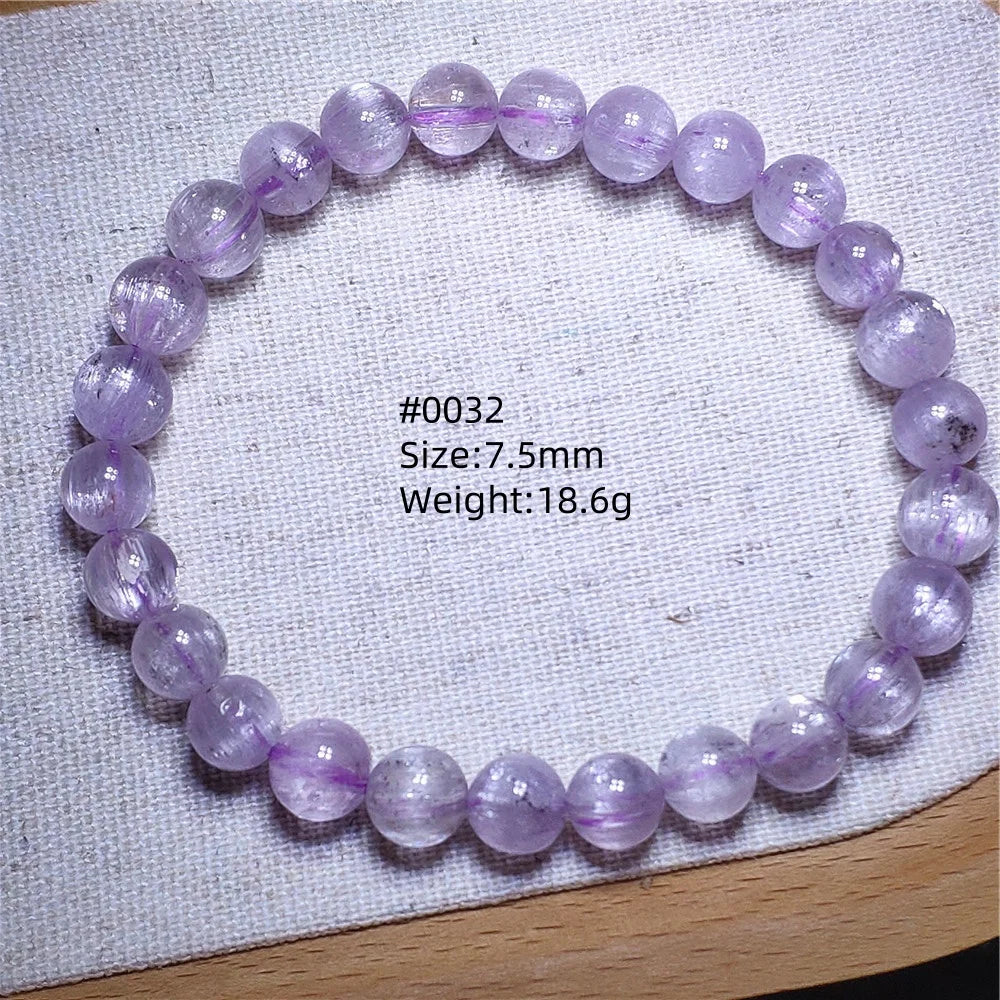 Natural Purple Kunzite Clear Round Beads Bracelet Jewelry Women Men Colorful Kunzite Bracelet Cat Eye Women Men AAAAAA