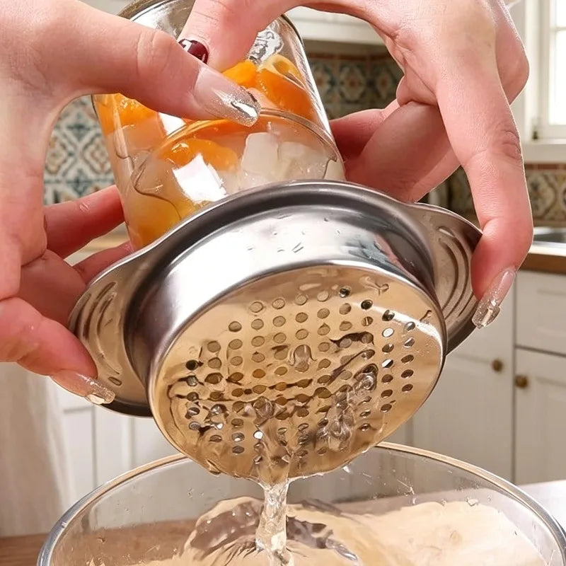 Can Strainer Stainless Steel Food Drainer Double Handle Compact Kitchen Gadget for Tuna Beans Vegetable Quick Drain Tool Durable