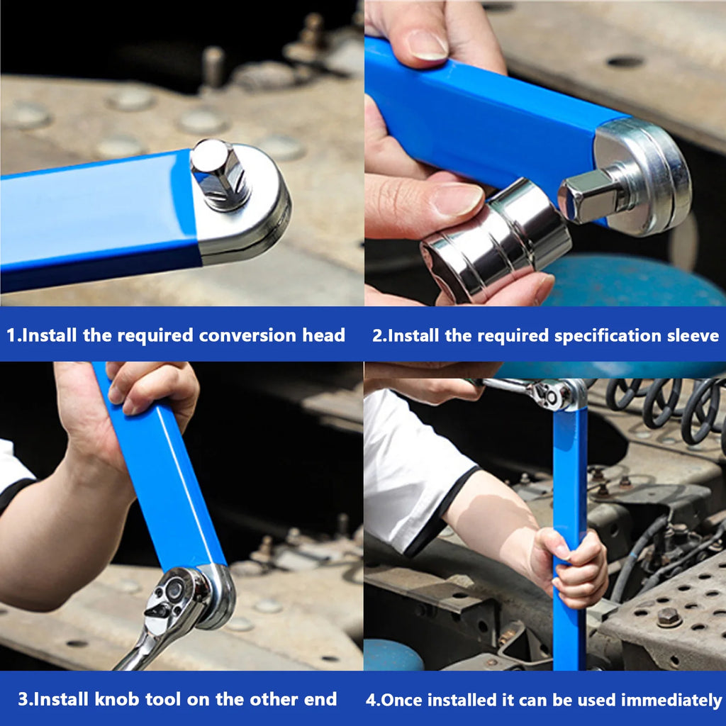 Extension Ratchet Wrench 15-inch Extension Wrench 3/8" Offset Impact-Ready Socket Wrench Tools Versatile Square Drive Adapters