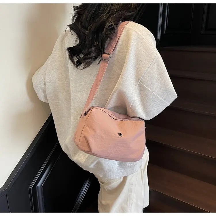 New 2025 Multi-Layer Casual Women's Crossbody Bag Portable Multi-Pocket Lightweight Waterproof Nylon Bag Soft Square Bag