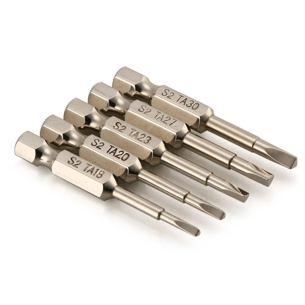 5Pcs/lot S2 Steel Magnetic Triangle Head Screwdriver Bits 50mm 1/4 Hex Shank Nozzle Pneumatic Screwdriver Electric Head