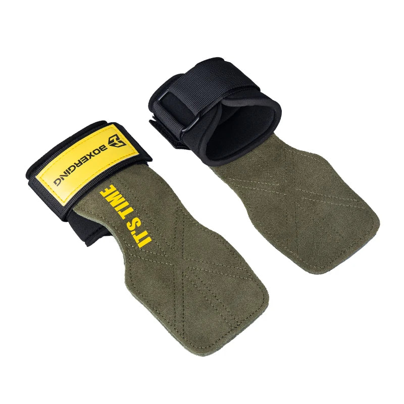 Cowhide Gym Gloves Grips Anti-Skid Weight Power Belt Lifting Pads Deadlift Belt Workout Crossfit Fitness Gloves Palm Protection