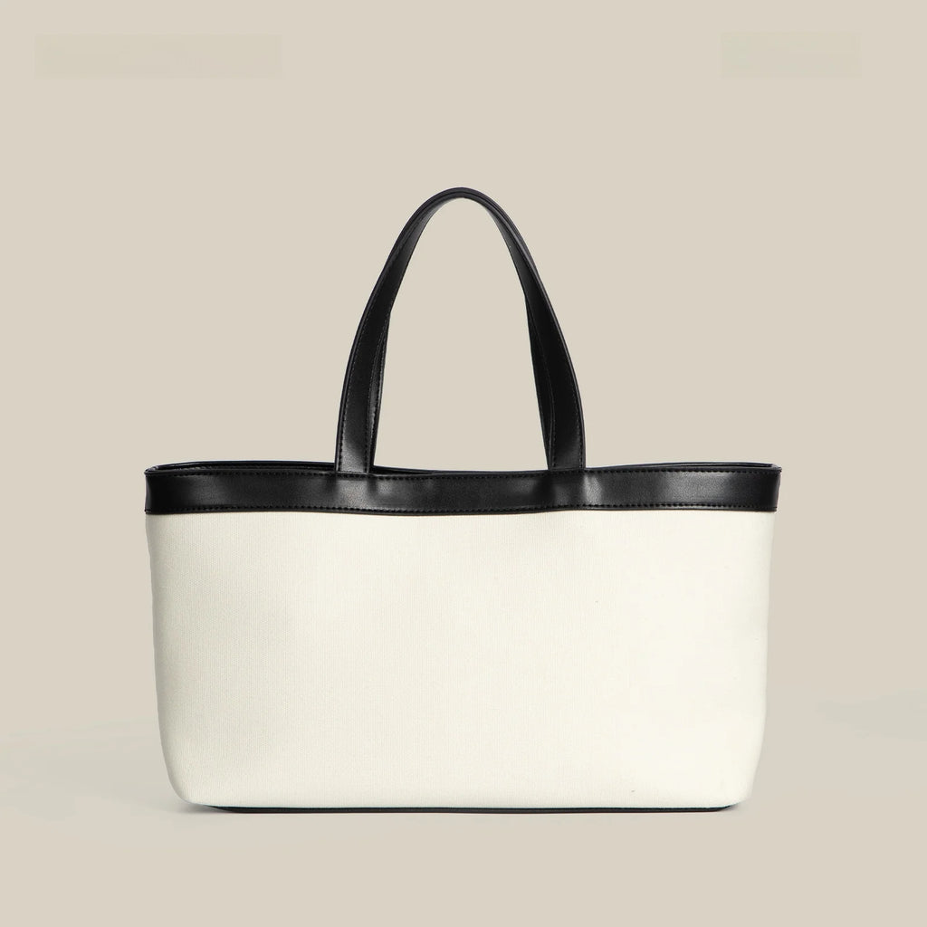 PEPPIHOME Women's Canvas Tote Bag Commuter Handbag Single Shoulder Bag Korean Style Summer New Arrival Soft PU Leather