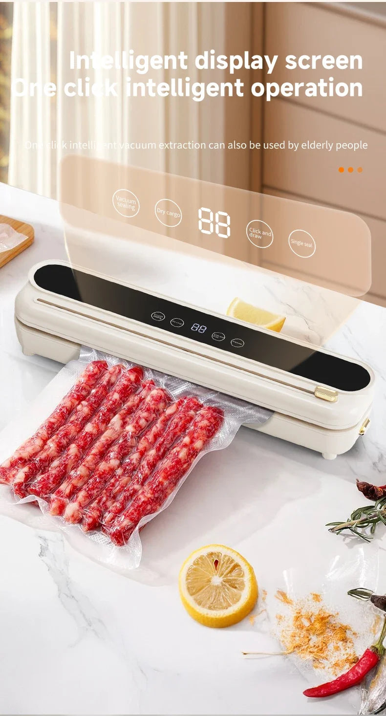 Electric Vacuum Sealer Food Storage Seal Touch Button Dry/Wet Built-in Cutter Kitchen Food Sealing Vacuum packaging machine