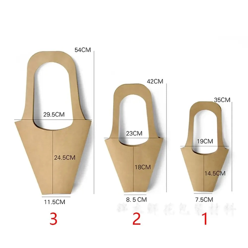 Fashion Florist Rose Box Kraft Paper Wedding Handheld Decorative Flowers Boxes Birthday Party Packaging Gift Bag Decoration