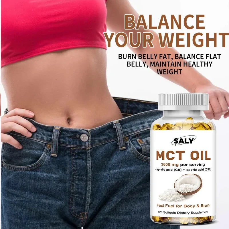 Mct Oil 3600 Mg C8 C10 Capsules Ketogenic Fuel , Clarity, Brain & Body, Fat Burning, Weight Management, Non-gmo Coconut