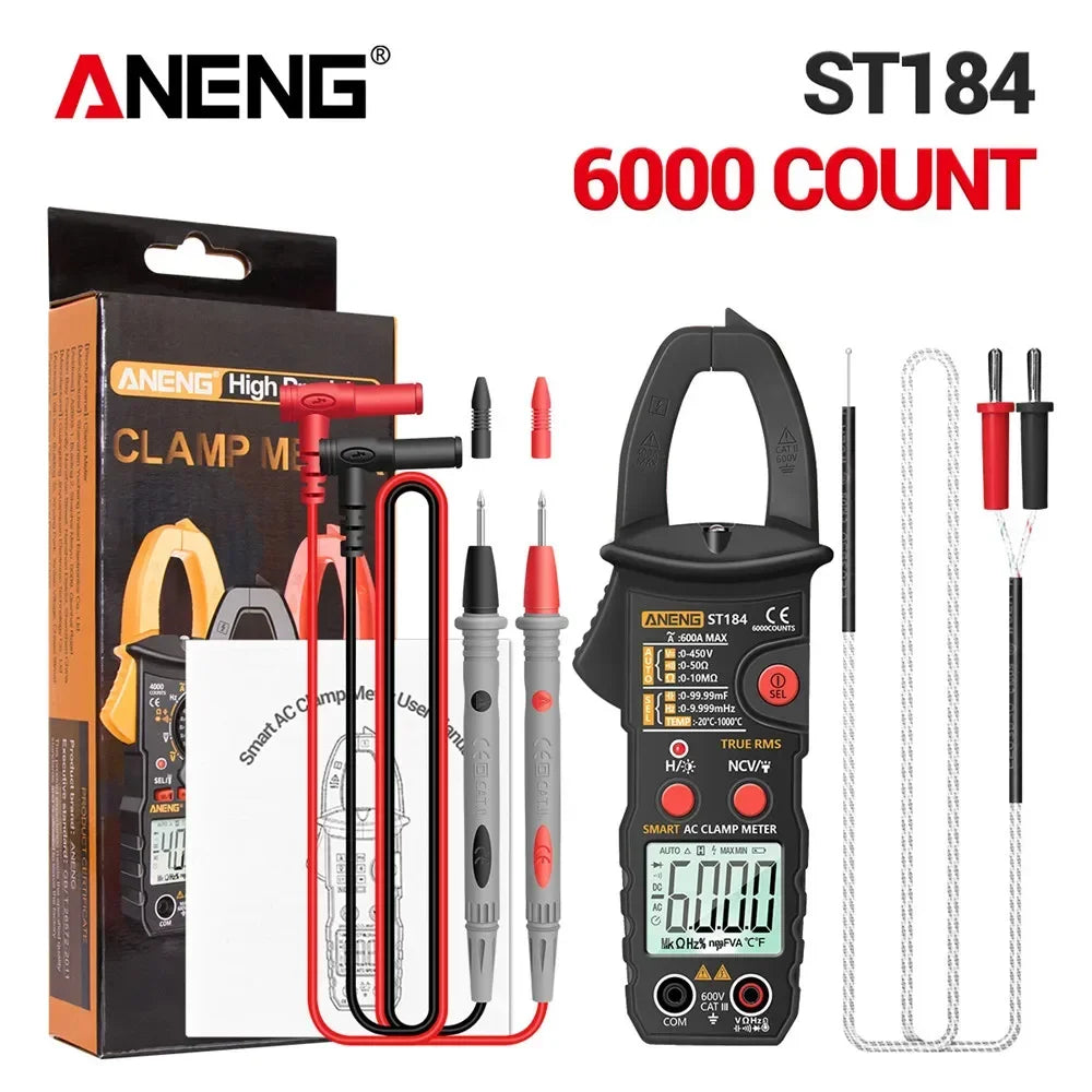ANENG ST184 Digital Multimeter Clamp Meter True RMS Voltage Current Ohm Test+B15 Induction Tester Pen Electrician Detection Tool