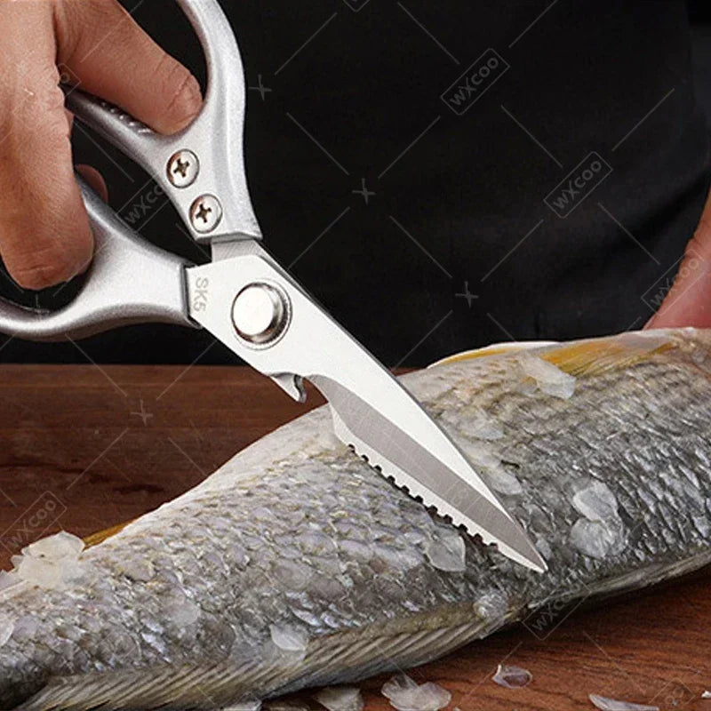 WXCOO Chicken Bone Scissors Stainless Steel Cutting Knife Kitchen Scissors Multifunctional Food Scissors Slicing Fish Meat Knife