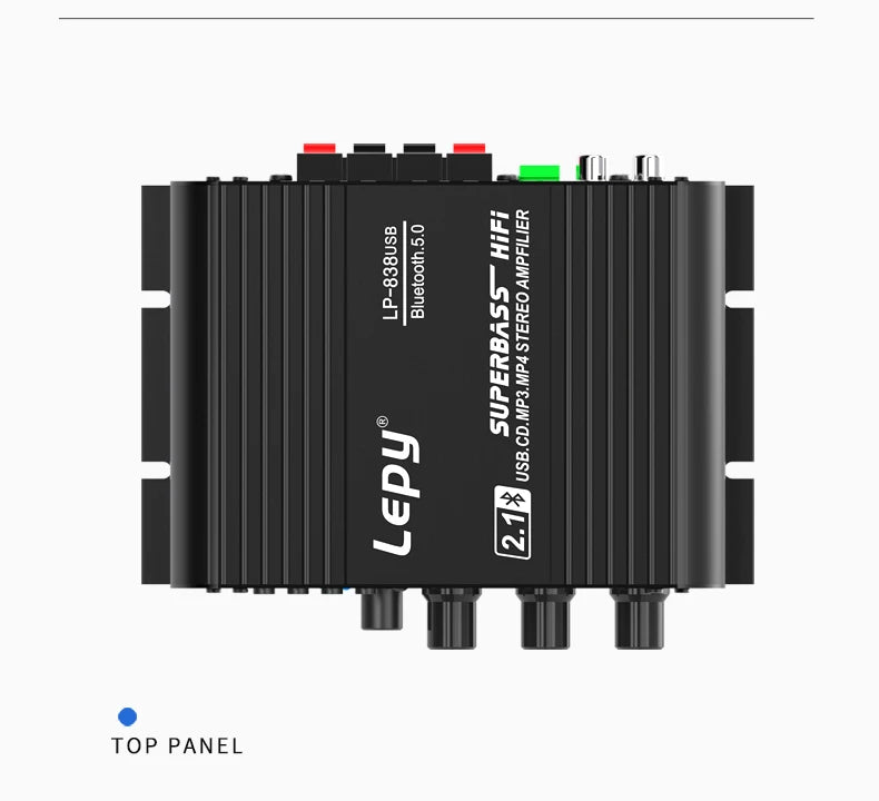 LP-838USB 2.1Channel Amplifier 12V Car Home Amp USB BT Lossless Music Play Digital Audio Amplificador with Remote Control HiFi