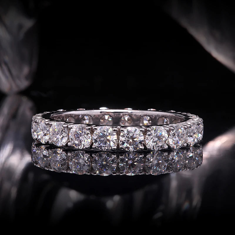 DEF Color VVS Round Cut 2.5MM Lab Grown Diamond Band Ring Full Eternity Ring 10k White Gold for Women Lady Gift
