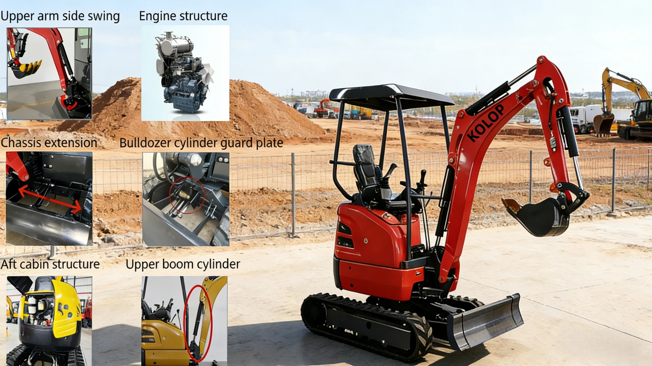 Enclosed Cab 2 Ton Mini Excavator 1 Ton Tracked Mini Digger Customized EURO 5 Kubota Yanmar Diesel Engine Fast Delivery