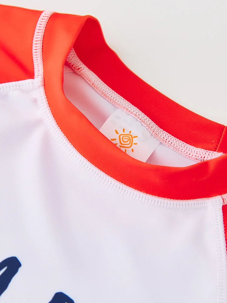 Children's Swimsuit Orange Long Sleeve Rash Guard Kids UPF50 UV Protection Boy's Beach Clothes Shark Swimming Bathing Suit Kids