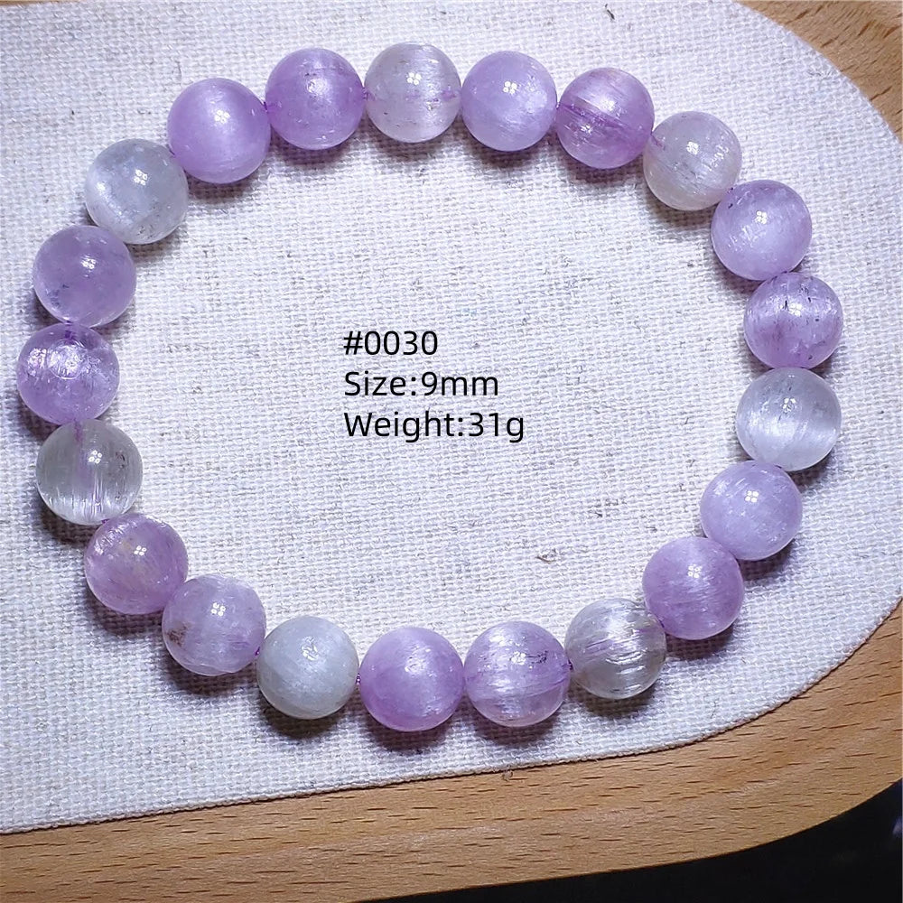 Natural Purple Kunzite Clear Round Beads Bracelet Jewelry Women Men Colorful Kunzite Bracelet Cat Eye Women Men AAAAAA
