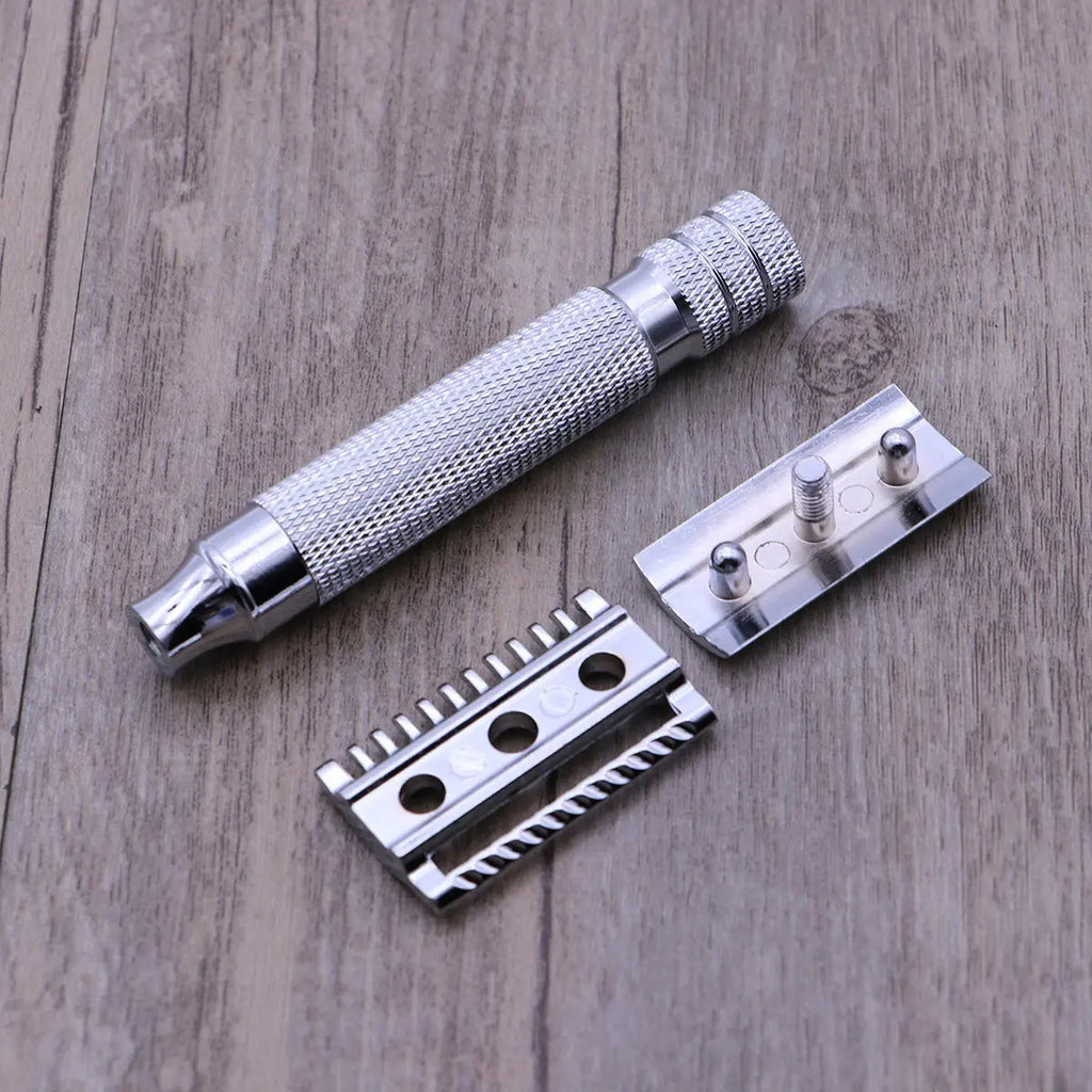 Double Edge Safety Razor Stainless Steel Butterfly Opening for Men Close Clean Shave No Irritation Razor Shaver