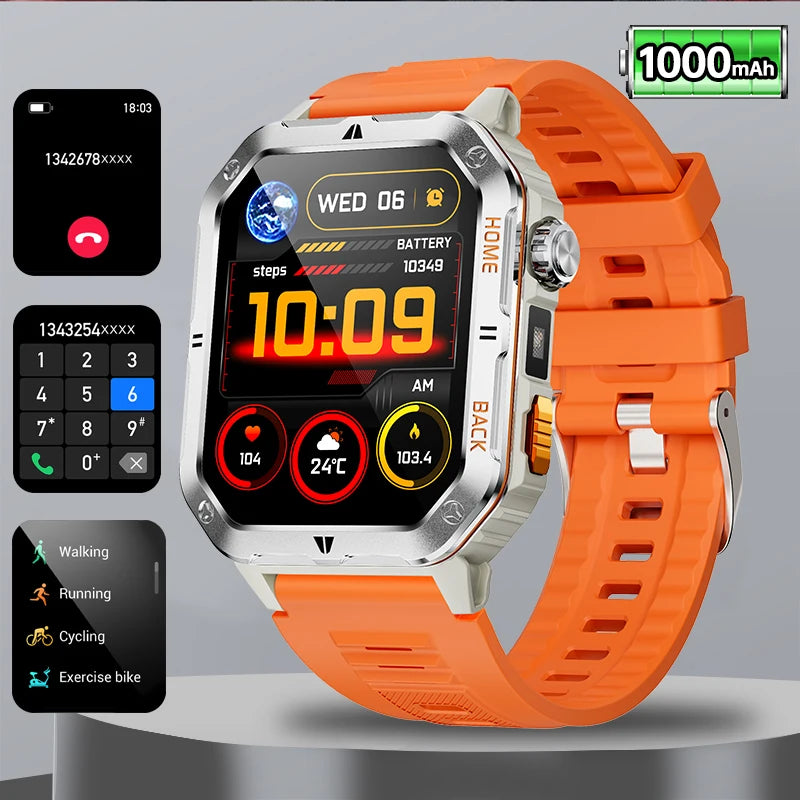 2025 New Smart Watch Men 1000mAh Ultra Large Battery 3ATM Professional Waterproof 2.01" HD Display Outdoor GPS Sports Smartwatch