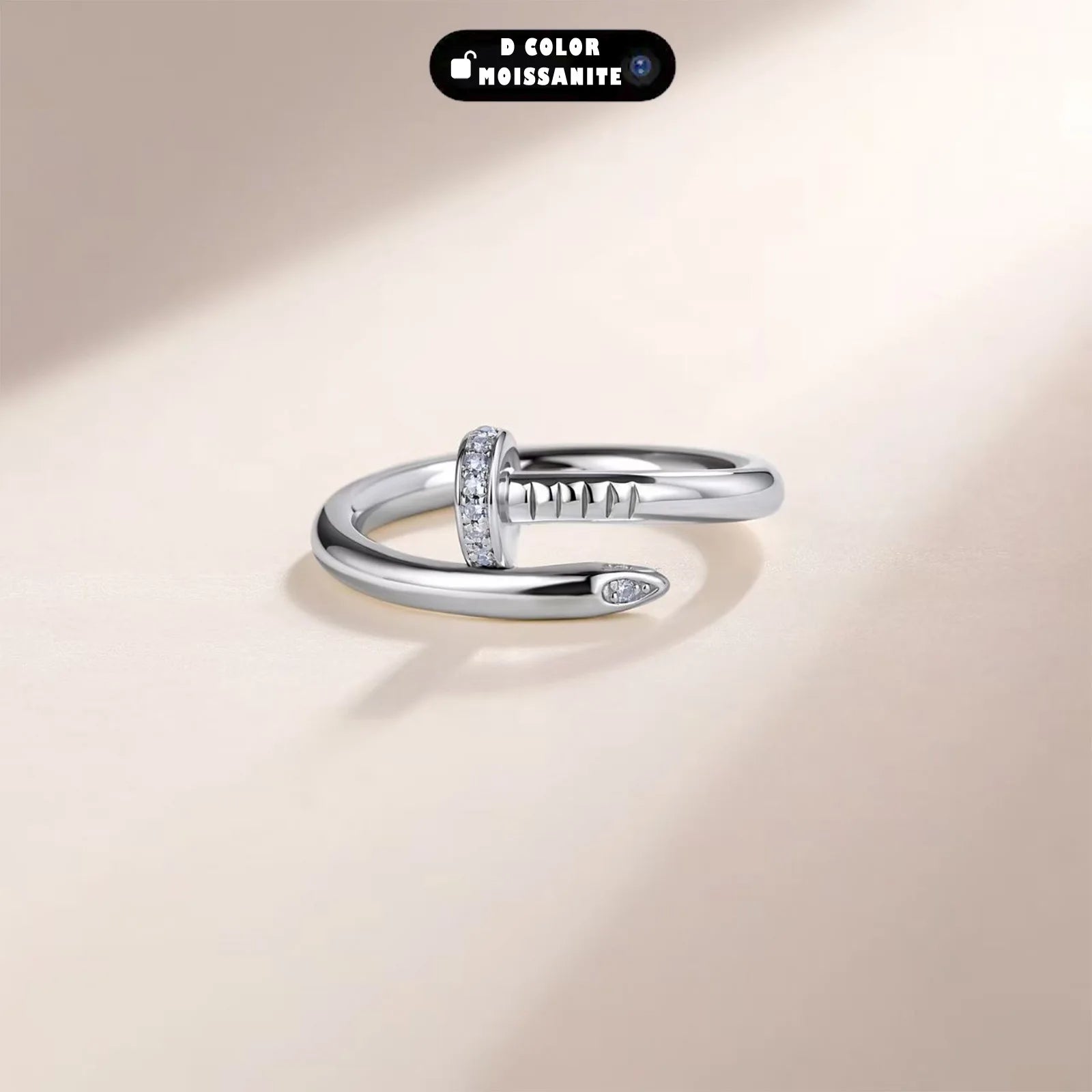 0.06CTW Moissanite Ring S925 Sterling Silver Stackable Finger Ring for Women Jewelry