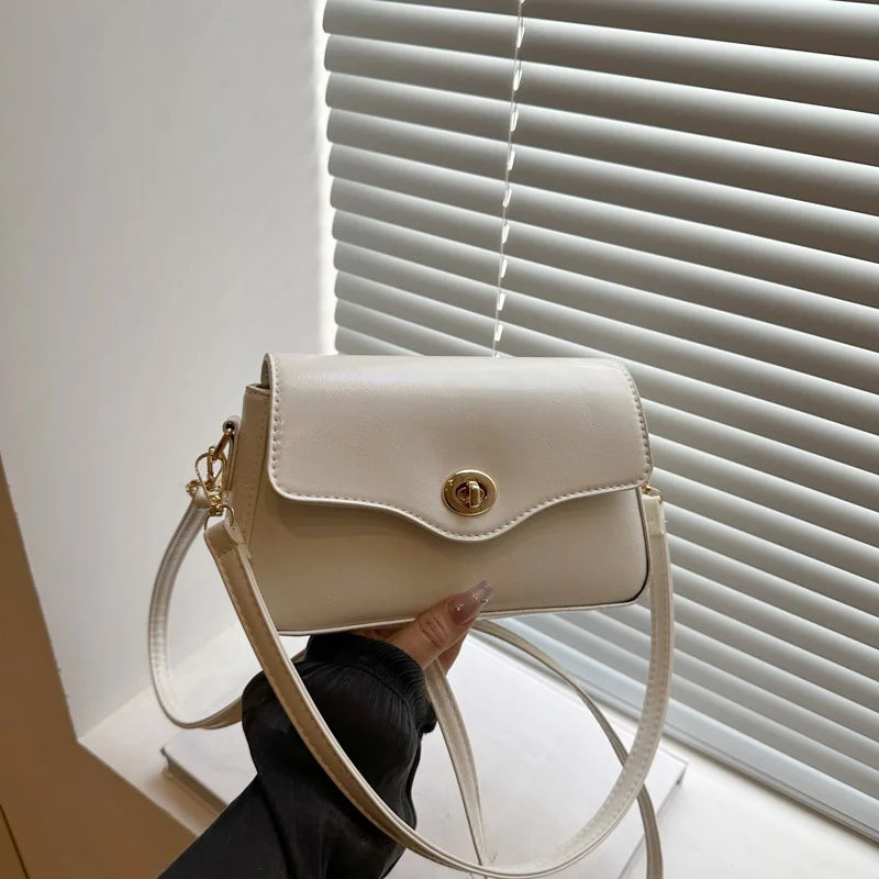 Retro Style Commuter Women's Small Square Bag Fashionable Shoulder Crossbody Bag Soft PU Leather Casual Handbag