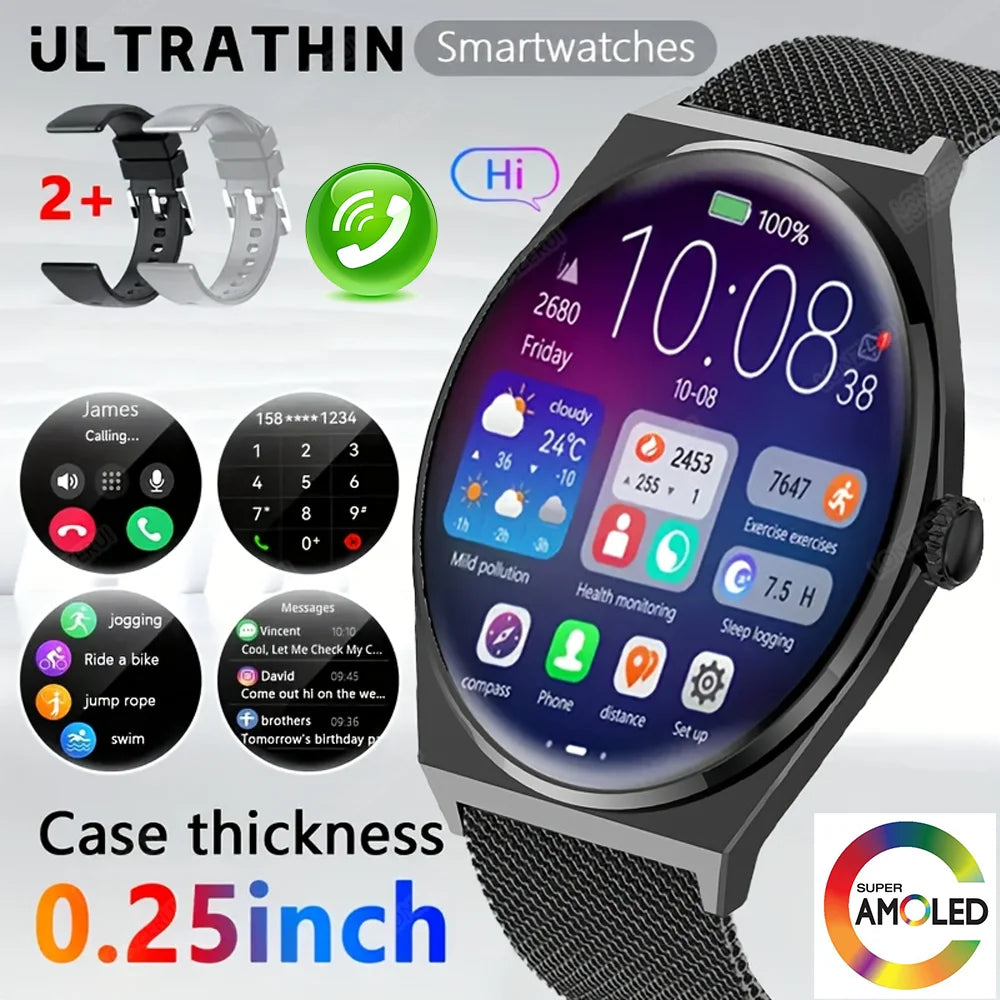 DAORKOW New Ultra thin Wireless Call SmartWatch Women Watches Men Sports Fitness Tracker Heart Rate Smartwatches For Android IOS