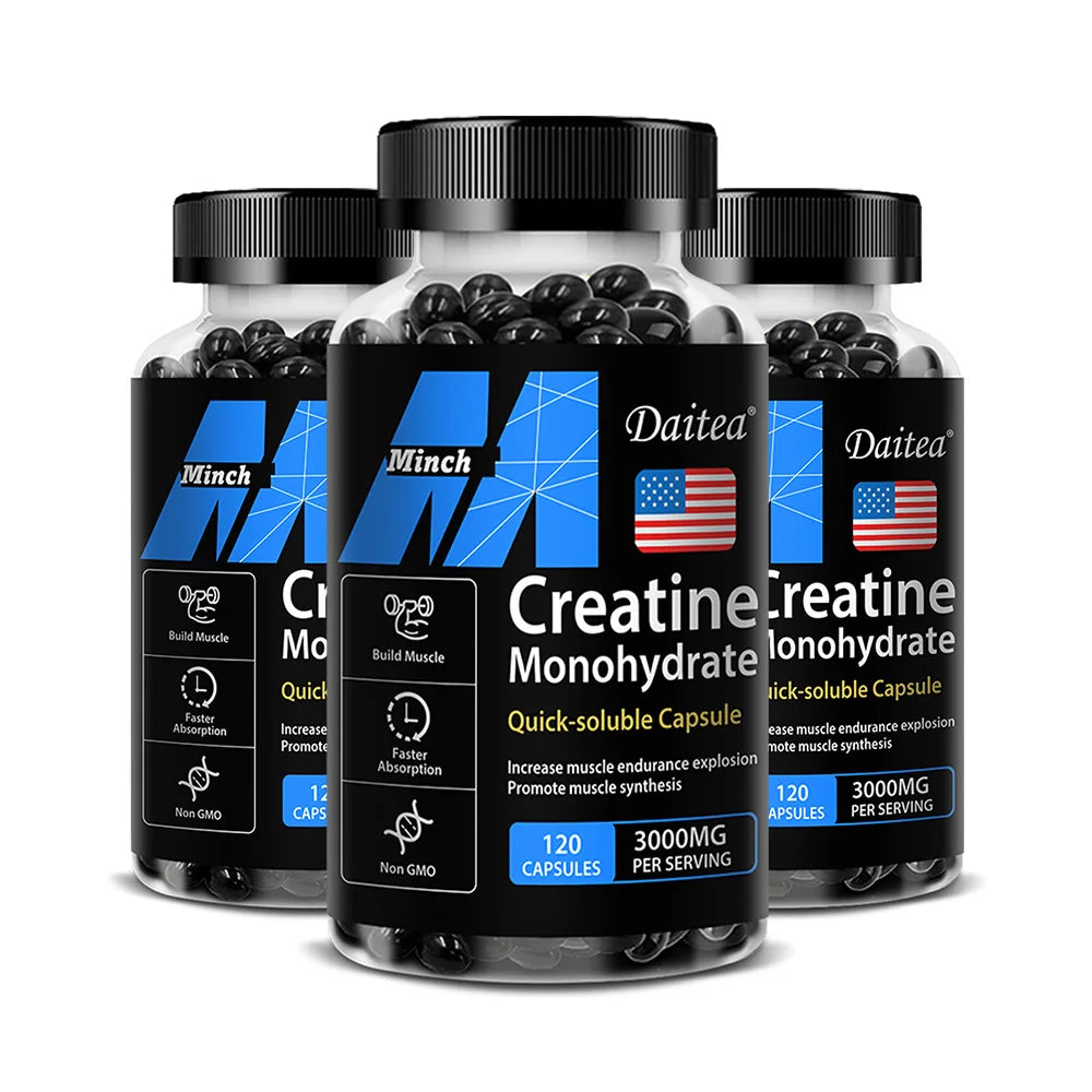 Creatine Monohydrate Capsules for Enhance Muscle Mass Strength & Performance Improvement Workout Recovery Mass Gainer