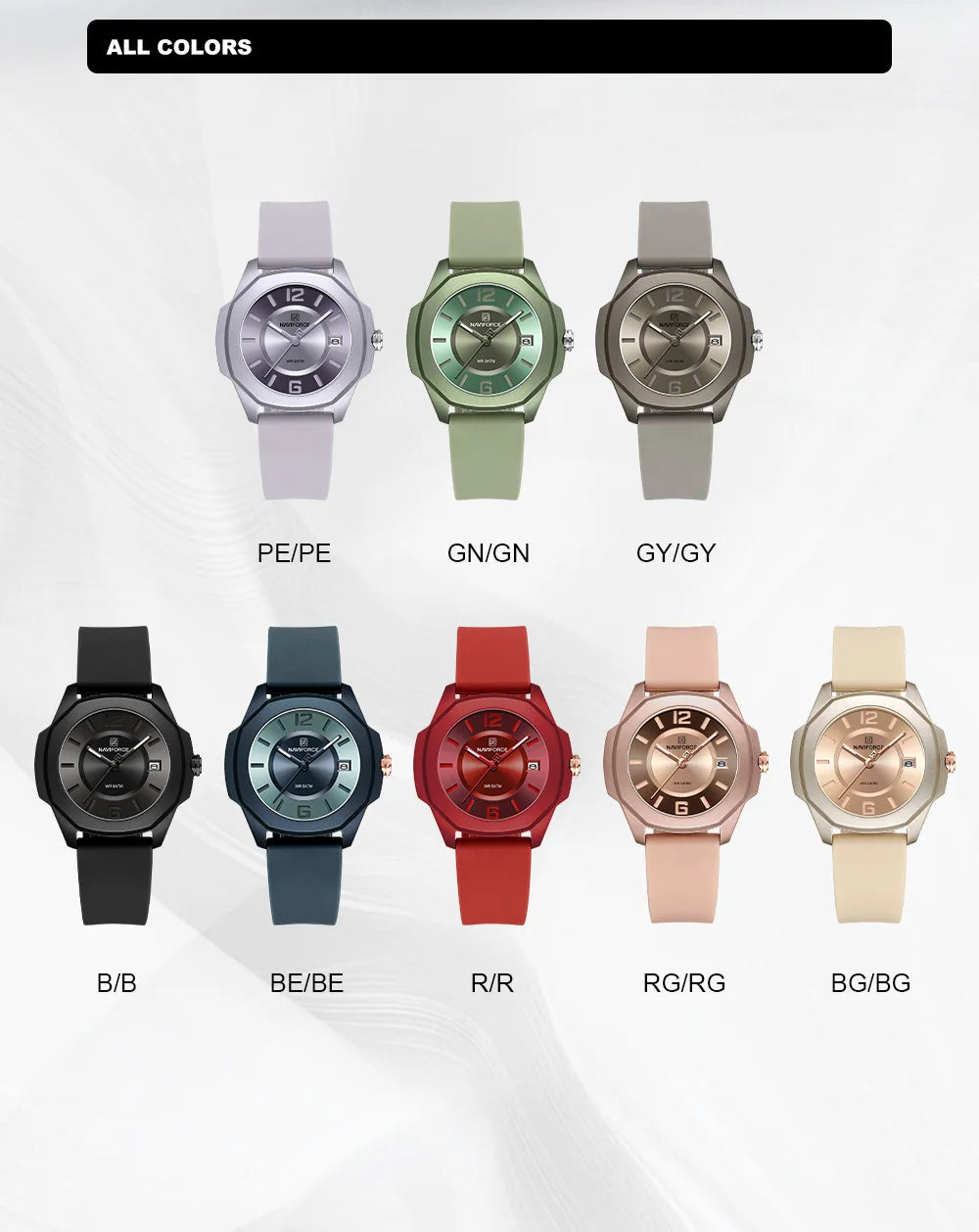 NAVIFORCE Sports Casual Watches for Woman Soft Silicone Strap Classic Fashion 30m Waterproof Date Display Ladies Gift Wristwatch