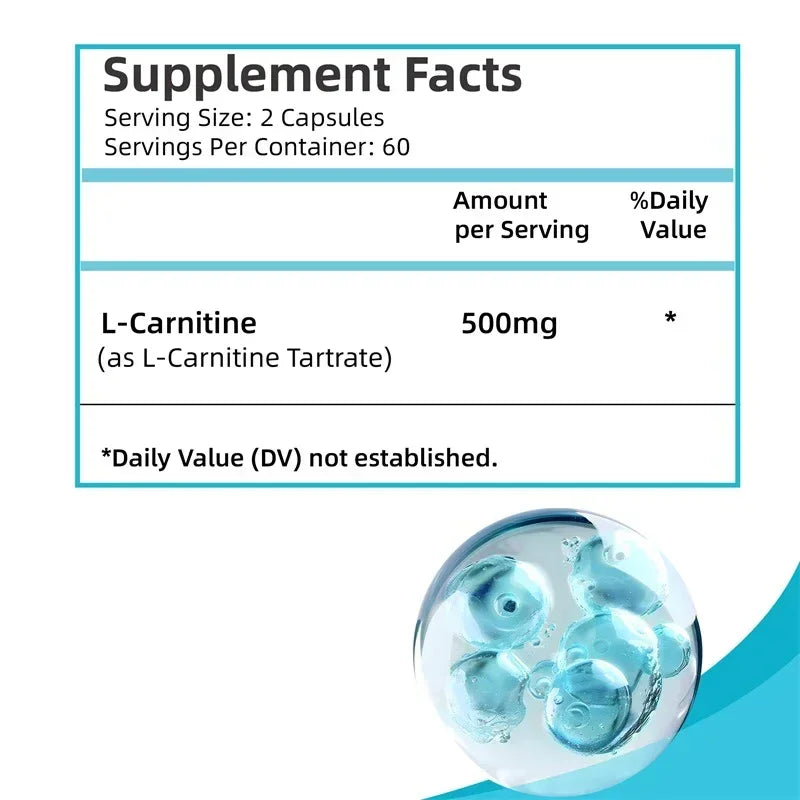 L-Carnitine Capsules - Weight Management,Support Energy,Grow Muscles, Promote Metabolism, Improves Memory and Concentration